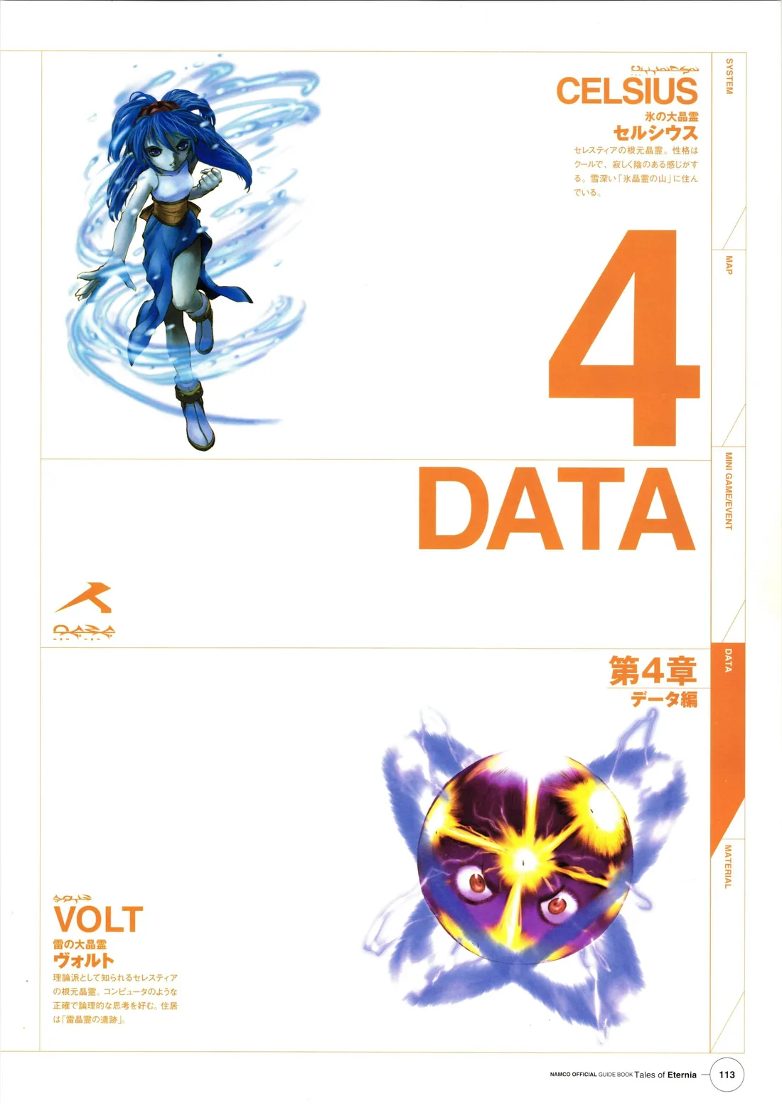 Celsius and Volt chapter divider art from the original PlayStation guide book